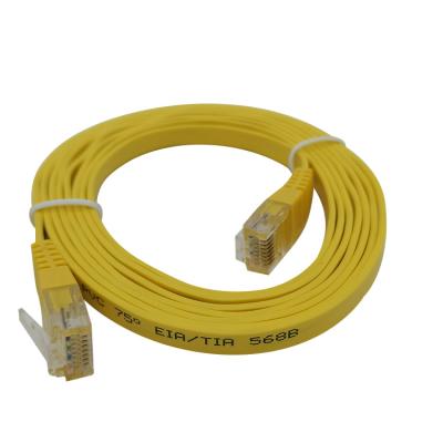 China PVC/Customized Yellow 1.8m Flat Wire Plug Gold Plated FU Ethernet Network Cable With RJ45 Connector CATA 5E LAN Cable for sale