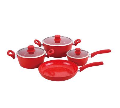 China Sustainable 7 Pcs Aluminum Marble Liner Forged Cookware Sets for sale