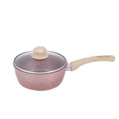 China Sustainable Head Rolled Non-Stick Aluminum Marble Coating Cooking Sauce Pan for sale