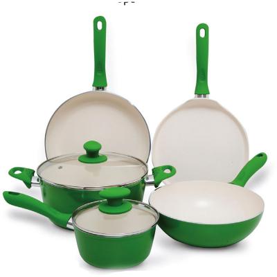 China Viable colorful ceramic coating aluminum cookware, frying pan, saucepan, soup pot for sale