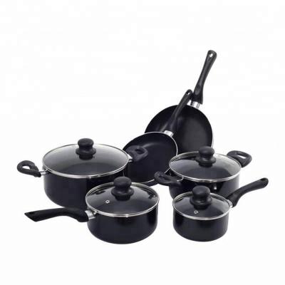 China Non Sustainable Aluminum Stick 10pc Cookware Set With Induction Bottom for sale