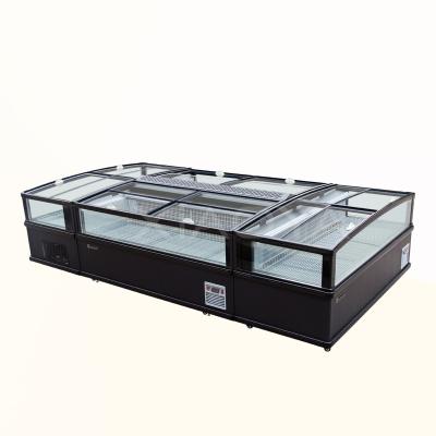 China Cooling Double Display Supermarket Freezer Commercial Island Freezer For Frozen Food for sale