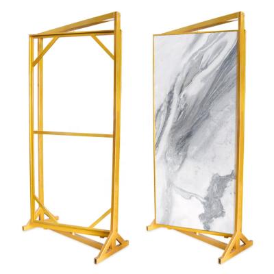 China Easy Assembly/Large Display Stand/New Factory Price Metal Simple Rotating Display Stand Modern Granite Marble Showroom Slab Rock Panel Sample Rotate Tile Display Rack for sale