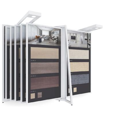 China Who respects the environment; New Showroom High Quality Custom Stone Quartz Wing Tile Display Racks Sample Ceramic Marble Display Rack for sale