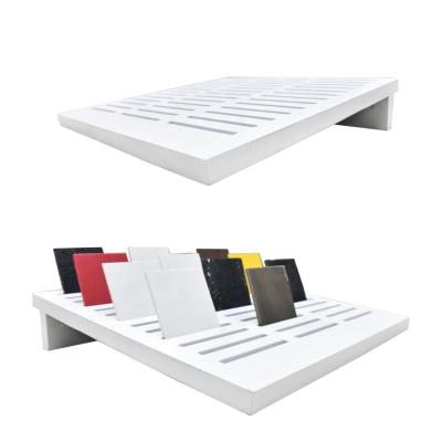 China Quartz Table Wooden Marble Stand Granite Mosaic Stand Custom Showroom Tile MDF Countertops Ceramic White Stone Display Rack for sale