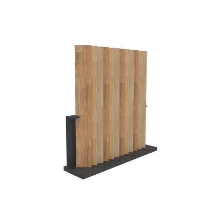 China Modern Customized Modern Hardwood Floor Rack Showroom Parquet Platform Metal Oak Wood Display Rack Slab Sample Flooring Wood Racks for sale