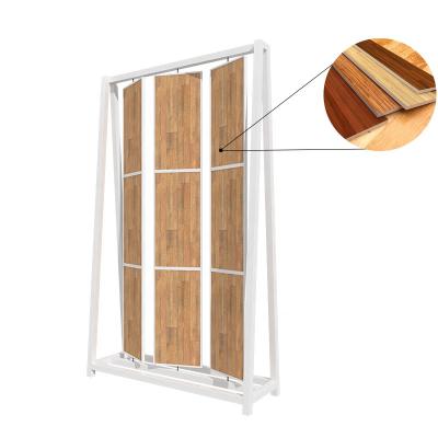 China Modern Customized Wood Flooring Display Racks Manufacturer Wooden Board Rack Sample Parquet Wood Oak Deck Frame Displays Slab Display Stands for sale