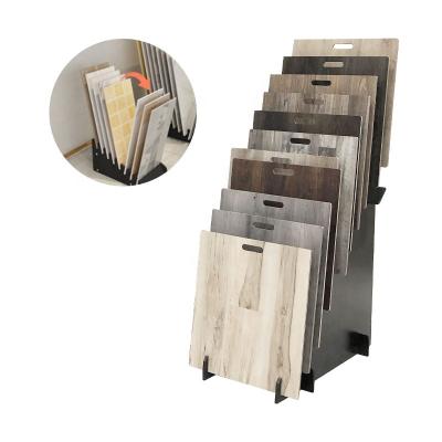 China Factory Supplier Eco-friendly Custom Slots Wooden Style Hardwood Parquet Laminate Flooring Marble Stone Tile Display Rack Showroom for sale