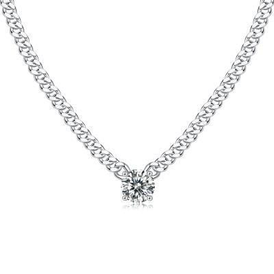 China Moissanite Link Chain Round-Shape Tennis Designer CLASSIC Cuban Rope 925 Figarucci Diamond Pendant Necklace Sterling Silver for sale