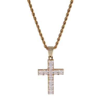 China Durable Cross Zircon Necklace 3A Jewelry Gift Hiphop Cross Pendant Cuban Necklaces For Women Men for sale