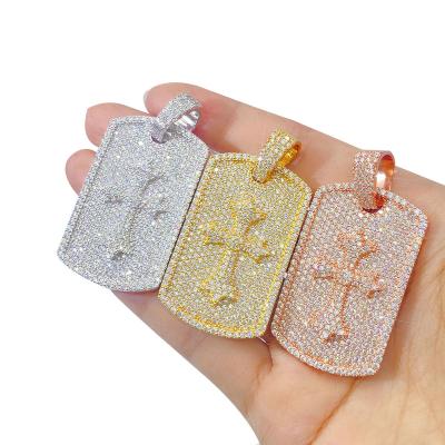 China Vintage Rectangle Cross Pendant Design Iced Out Diamond Moissanite Necklace Luxury Pendant Moissanite Chain Pendant for sale