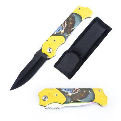 China Non-variable Honeycomb Yellow Pattern Of Eagle Self-defense Outdoor Personal Mountaineering With Sharp Knife Knife for sale