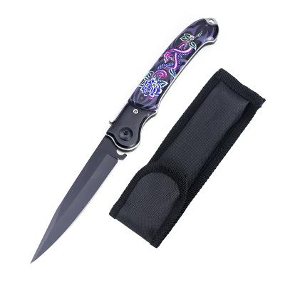 China Non-variable blackening and titanizing folding self-defense outdoor knife with a sharp portable paring knife field knife for sale