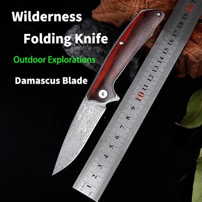 China 2021 CENTIPEDE Folding Non-variable Knife Hunting Outdoor Pocket Knife Camping Knives High Hardness Damascus Blade Tactical Wood Handle for sale