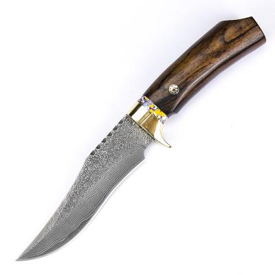 China Non-variable Damascus Stainless Steel Blade Rosewood Handle Lightweight Outdoor Pocket Unfolding Straight Knife for sale