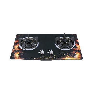 China Household Cooktop Gas Hob 3D Gas Hob 2 Burner Gas Stove Glass Top for sale