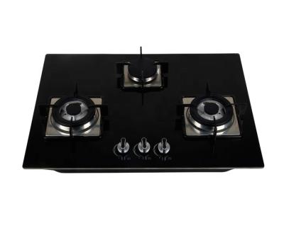 China Household High Quality Glass 3 Burner Gas Hob With Brass Burner for sale