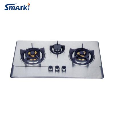 China 760 Stainless Steel Size Gas Hob Wok Burner Cooktop 3 Burner SS37603 for sale