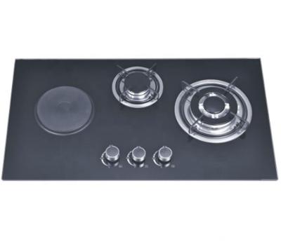 China Electric household 3 burner mood glass gas cooker 1 and 2 burner sabaf electric plate spreader SG37503 for sale