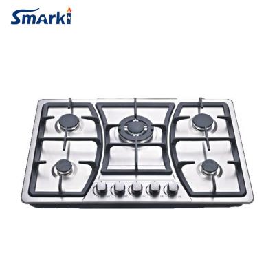 China SS57603 stainless steel cast iron cooktop 5 burner gas hob gas cooker for sale