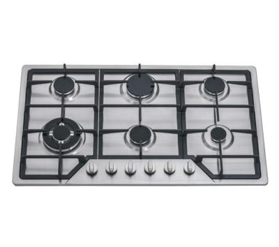 China SS68603 household stainless steel 6 sabaf burner built in heavy duty gas cooktop gas stove for sale