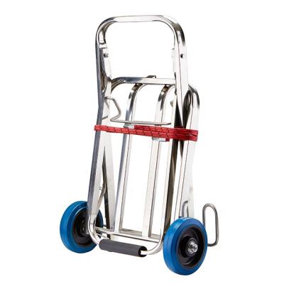 China Stainless Folding Storage Luggage Shopping Hand Cart Stainless Folding Platform Trolley for Super Marketing and Warehouse for sale