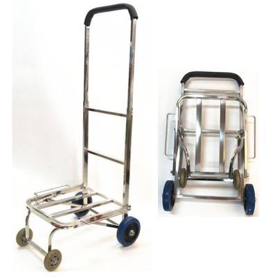 China Four Wheel Personal Storage Stainless Trolley Folding Folding Trolley Mobile Transport Steel Shopping Carts for sale