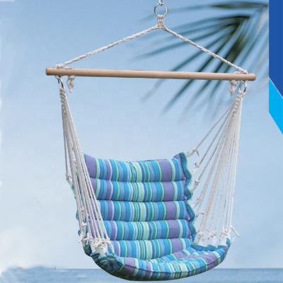 China Outdoor Indoor Outdoor Polyester Cotton Hammock Garden Patio Furniture Wooden Swing Hanging Chair for sale