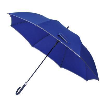 China CLASSIC High Quality Fiberglass Pongee Stick Wind Resistant Umbrella With Reflective Piping for sale