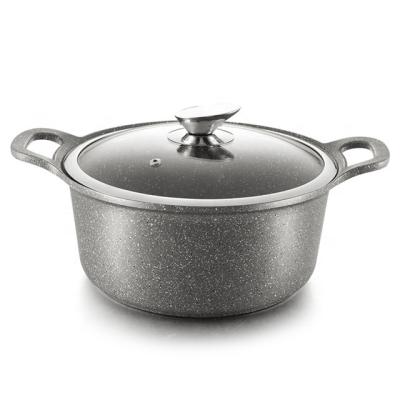 China Aluminum alloy cookware pot workable non-stick marble coating manufacture for sale