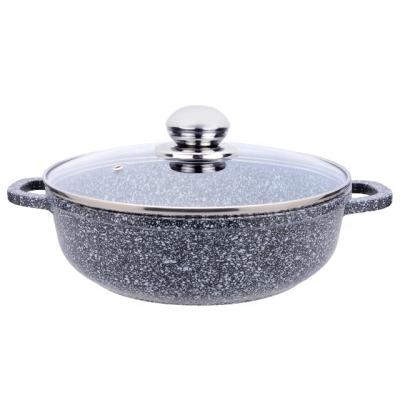 China Low Sustainable Casserole / Low Soup Pot With Ceramic Snow Coating For Home Kitchen for sale