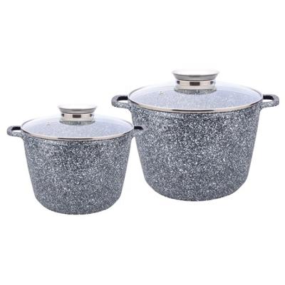 China 4pcs sustainable die-casting cookware stock ceramic coated aluminum pot set with glass lid for sale