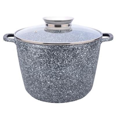 China Sustainable 28cm Cast Aluminum Ceramic Soup Pot / Stock Pot With Glass Lid for sale