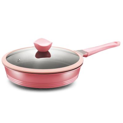 China Sustainable KOREA Design Model 28cm Ceramic Nonstick Sauté Pot / Pans With Silicone Rim Tempered Glass Lid for sale