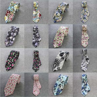 China Mens Ties Flower 6CM Cotton Floral Narrow Tie Mens Handmade Ties For Wedding for sale