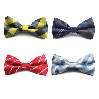 China Fashion double layers plaid bow tie high quality silk woven bow tie for men for sale