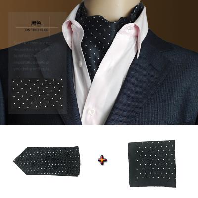 China Jacquard Mens Vintage Polka Dot Wedding Formal Cravat Ascot Pocket Square Set Individual Style British Gent Silk Neck Tie Suit Wedding for sale