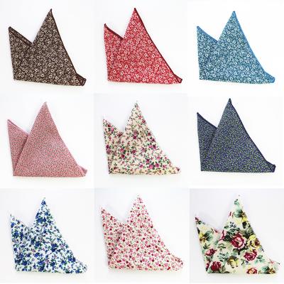 China Custom Floral Mens Cotton Vintage Scarves Jacquard Handkerchief Pocket Square Handkerchiefs 22x22cm 47 Styles for sale