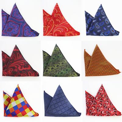 China Vintage 24*24CM Paisley Fashion Men's Square Handkerchief Luxury Mens Jacquard Plaid Floral Silk Handkerchief Pocket For Wedding Party Chest Napkin for sale