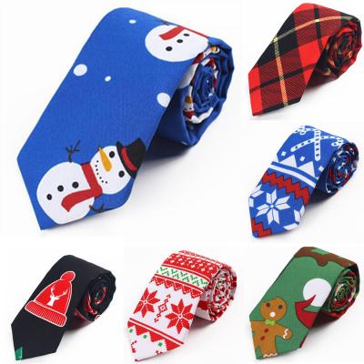 China 3inches Polyester Christmas Ties Snowman Neck Tie Mens Novelty Holiday Printed Tie for sale