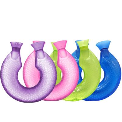 China Hot Bag Travel Massage Neck Pillow U-Shape Cover Water Bottle PVC Hot Water Bottle for sale