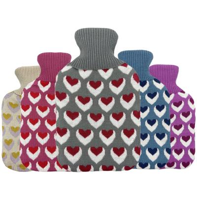 China 2l knitted warm water bottle cover and british standard rubber hot water bag british standard rubber medical hand warmer bag hot water bag for sale