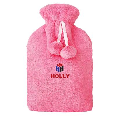 China Hand Massage Fleece BS 2 Liter Hot Water Bottle Bag Rubber Cover Rubber Hot Water Bottle for sale