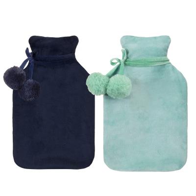 China faux fur pvc rubber hot water bottle 1000ml/2000ml hot water bag with plush cover hot water bag with cover for sale