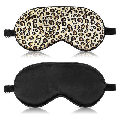 China private label soft sleep travel relax leopard print mindfold satin eye mask silk mindfold eye mask for sale