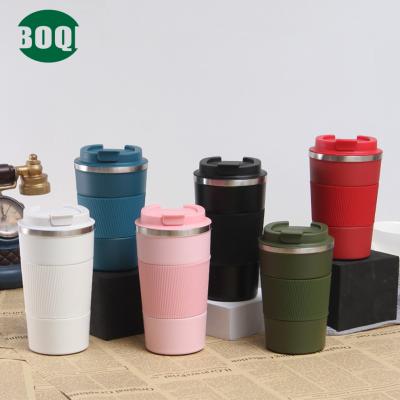 China BOQI viable ready to ship: 380ml 510ml stainless steel coffee mug double wall vacuum mug colored thermos car travel mug for sale