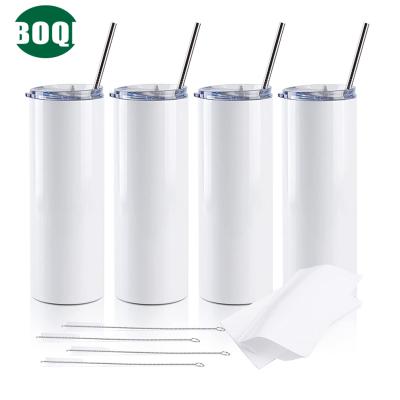 China BOQI Viable Amazon 12oz/15oz/20oz/30oz Hot 20 oz Skinny Straight White Double Wall Vacuum Stainless Steel Sublimation Blanks Tumbler for sale