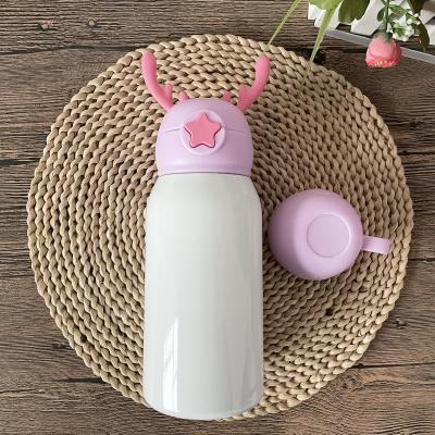 China Wholesale Viable Christmas Baby Bottle Cartoon BOQI Stainless Steel Vacuum Double Cup 500ml With Deer Antlers Lid for sale