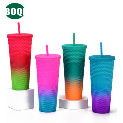 China BOQI Large Capacity Logo Double Gradient Straw Cup 24oz 710ml Viable Wholesale Custom Tumbler Drinking Water Tumbler Mug for sale