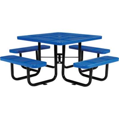 China Modern Farmhouse Park Furniture Garden Sets Outdoor Thermoplastic Coated Steel Metal Dining Table and Chair Picnic Table with Bench for sale